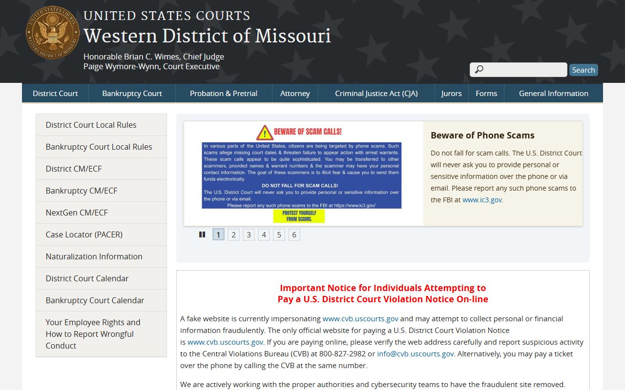 Moniteau County clerk records Western District of Missouri federal court homepage
