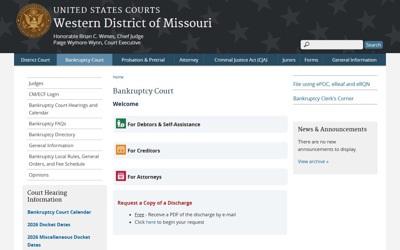 Moniteau County clerk records Western District bankruptcy court page