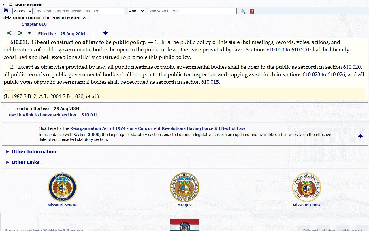 Moniteau County court records Missouri Sunshine Law public policy