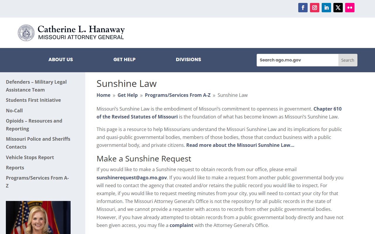 Moniteau County court records Missouri Attorney General Sunshine Law guidance