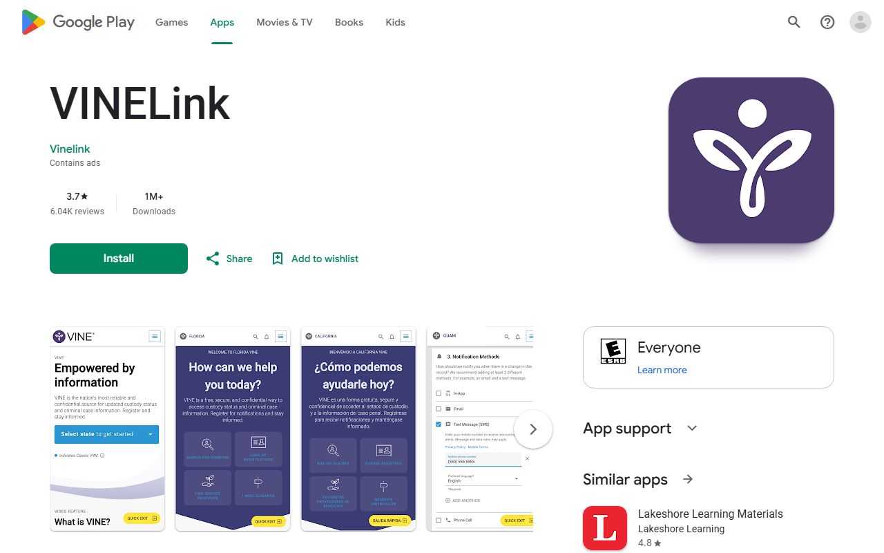 Moniteau County inmate records and VINELink Android app listing