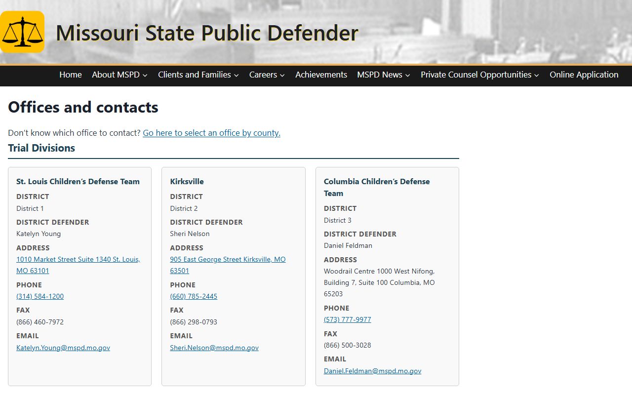 Moniteau County divorce records and Missouri State Public Defender office contacts