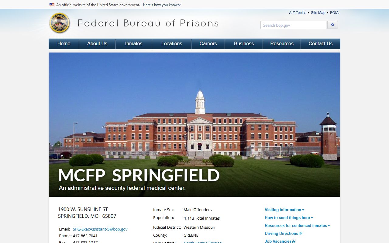 Moniteau County warrant records and BOP Springfield federal custody reference